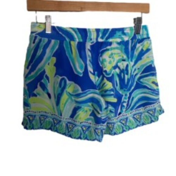 Lilly Pulitzer Katia Beckon Blue Palm Passage Shorts XSmall - Picture 3 of 4